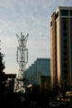 Decorative tower marking Downtown Plaza Mall. Sacramento, CA.