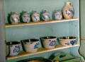 Salt glaze earthenware pottery in kitchen at Sutter's Fort. Sacramento, CA.