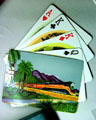 Southern Pacific promotional playing cards at California State Railroad Museum. Sacramento, CA.