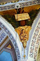 Angel symbol of evangelist Matthew on squinch of Sacramento Cathedral. Sacramento, CA.