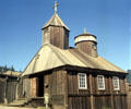 Fort Ross Russian Orthodox Church reconstruction of 1825 original with hexagonal tower. CA.
