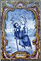 Portuguese tile mural of St Christopher at San Carlos Borromeo de Carmelo Mission. Carmel, CA