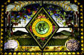 Stained glass window in showroom of Niebaum Coppola Estate. Rutherford, CA.