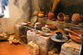 Spanish colonial kitchen with typical utensils at San Antonio de Padua Mission museum. Jolon, CA.