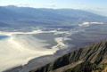 Looking down into Death Valley National Park with salt deposits on valley floor. CA.