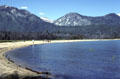 Beach & mountains of Lake Tahoe. CA.