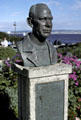Bust of John Steinbeck author of Cannery Row which spotlighted rough life of the sardine canneries. Monterey, CA.