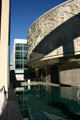 Circular Mark Taper Forum over reflecting pool. Los Angeles, CA.