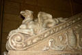 Carved griffin on stair railing of Biltmore Hotel. Los Angeles, CA.