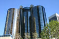 Bonaventure Hotel clusters five cylinders. Los Angeles, CA.