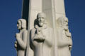 Details of astronomers Newton, Kepler & Galileo on monument at Griffith Observatory. Los Angeles, CA