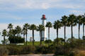 Lion's decorative lighthouse in Shoreline Aquatic Park. Long Beach, CA.