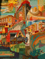 Mural mosaic of history of Long Beach on former bank building on Pine Ave. Long Beach, CA.