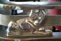 Art Deco lion on railing of Promenade Deck Observation Bar of Queen Mary. Long Beach, CA.