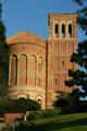 Romanesque revival style Royce Hall sits on ridge on UCLA campus. Los Angeles, CA.