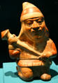 Moche ceramic warrior vessel from Peru at Fowler Museum. Los Angeles, CA.