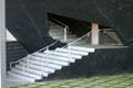 Staircase enters black Stealth Building. Culver City, CA.
