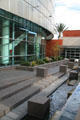 Front courtyard with artificial stream at Japanese American National Museum. Los Angeles, CA.