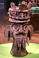 Oaxacan ceramic censer depicting Tlaloc god of rain & lightning at LACMA. Los Angeles, CA.