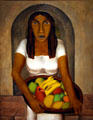 Woman with Fruit Basket painting by Rufino Tamayo at LACMA. Los Angeles, CA.