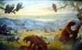 Mural showing life around Tar Pits c10,000 years ago at Museum of La Brea Tar Pits. Los Angeles, CA.
