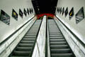 Escalator between galleries at Petersen Automotive Museum. Los Angeles, CA.