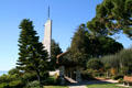 Rear view of Wayfarers Chapel & tower. Rancho Palos Verdes, CA.