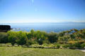 View of Catalina Islands from Wayfarers Chapel. Rancho Palos Verdes, CA.