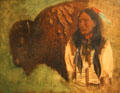 Head of Buffalo & Indian painting by Albert Bierstadt at Autry National Center. Los Angeles, CA.