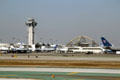 Los Angeles International Airport control tower & terminals. CA.