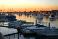 Boat harbor at sunset on Balboa Island. CA.