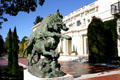Henry E. Huntington Gallery with bronze sculpture of dogs chasing a boar. San Marino, CA.