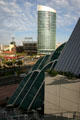 Stadium, The Metropolitan highrise & Convention Center Phase II sloping glass walls. San Diego, CA.
