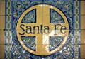Santa Fe Arts & Crafts tile mural in Depot. San Diego, CA.