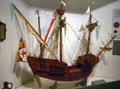 Model of Cabrillo's flagship galleon San Salvador in museum of Cabrillo National Monument. San Diego, CA.