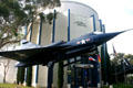 Convair Sea Dart experimental water-based supersonic jet in front of Ford Building. San Diego, CA