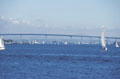 Sailboats against Coronado Bridge. San Diego, CA.