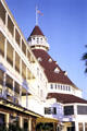 Hotel del Coronado with large cone shaped dining room. San Diego, CA.