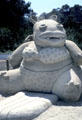 Sand sculpture of Hippopotamus in bikini. San Diego, CA.