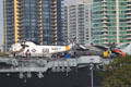 Helicopter collection on deck of Midway aircraft carrier. San Diego, CA.