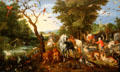 Entry of Animals into Noah's Ark painting by Jan Brueghel the Elder at J. Paul Getty Museum Center. Malibu, CA.