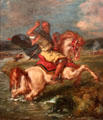 Moroccan Horseman Crossing a Ford painting by Eugène Delacroix at J. Paul Getty Museum Center. Malibu, CA.