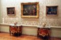 Gallery with paintings & baroque cabinets at J. Paul Getty Museum Center. Malibu, CA