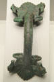 Greek bronze handle with horses from water jar from Southern Italy at Getty Museum Villa. Malibu, CA.