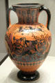 Greek terracotta black-figure amphora with Diomedes & Odysseus from Southern Italy at Getty Museum Villa. Malibu, CA.