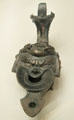 Roman bronze lamp is shape of comic actor at Getty Museum Villa. Malibu, CA.