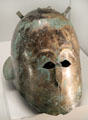 Greek bronze helmet from South Italy at Getty Museum Villa. Malibu, CA.