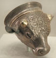 Greek silver & gold bull's head ceremonial cup from Eastern Mediterranean at Getty Museum Villa. Malibu, CA.