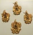Scythian gold, turquoise & lapis harness decorations with Griffins at Getty Museum Villa. Malibu, CA.