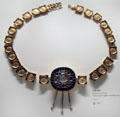 Roman gold & gemstone coin belt at Getty Museum Villa. Malibu, CA.